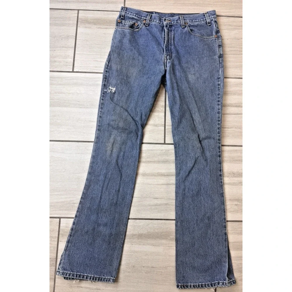 Levis 517 Bootcut Vintage Denim Blue Jeans Men's 36x34 Distressed Y2K *see